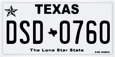 TX license plate DSD0760