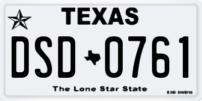 TX license plate DSD0761