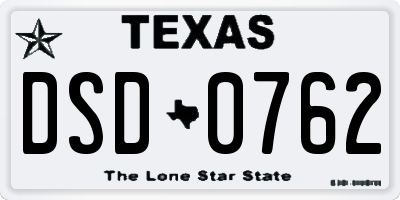 TX license plate DSD0762