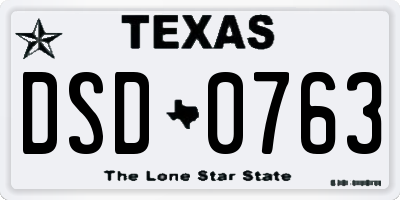 TX license plate DSD0763