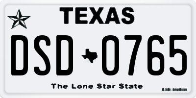 TX license plate DSD0765