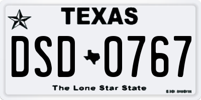 TX license plate DSD0767