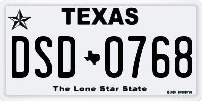 TX license plate DSD0768