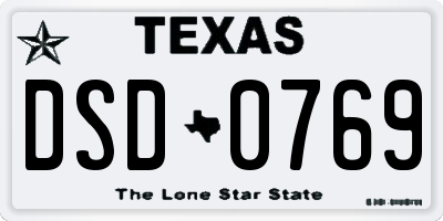 TX license plate DSD0769