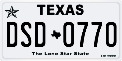TX license plate DSD0770