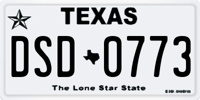 TX license plate DSD0773