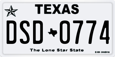 TX license plate DSD0774