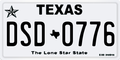 TX license plate DSD0776