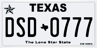 TX license plate DSD0777