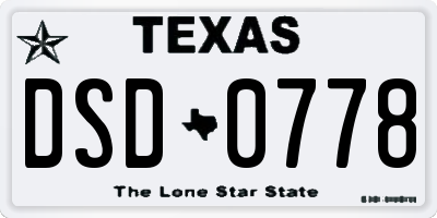 TX license plate DSD0778