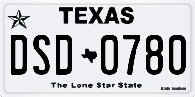 TX license plate DSD0780
