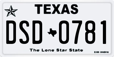 TX license plate DSD0781