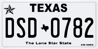 TX license plate DSD0782