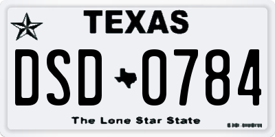 TX license plate DSD0784