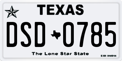 TX license plate DSD0785