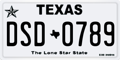 TX license plate DSD0789