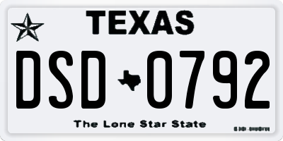 TX license plate DSD0792