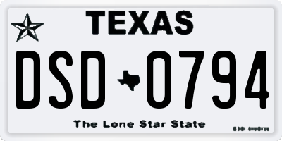 TX license plate DSD0794