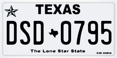 TX license plate DSD0795