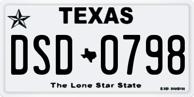 TX license plate DSD0798