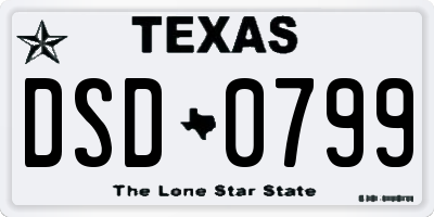 TX license plate DSD0799
