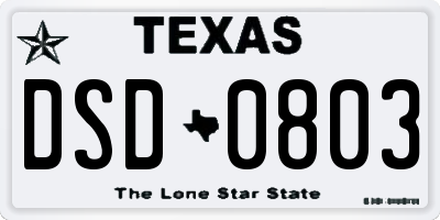 TX license plate DSD0803