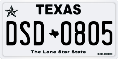 TX license plate DSD0805