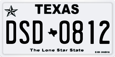 TX license plate DSD0812