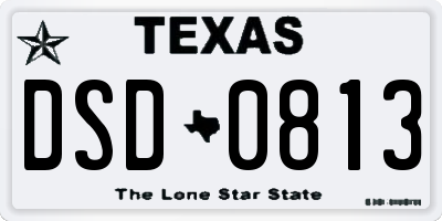 TX license plate DSD0813