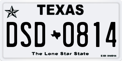 TX license plate DSD0814