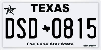 TX license plate DSD0815