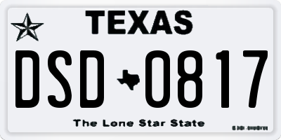 TX license plate DSD0817