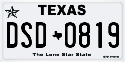 TX license plate DSD0819
