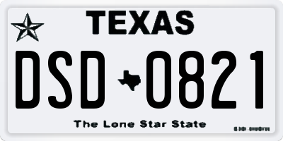 TX license plate DSD0821