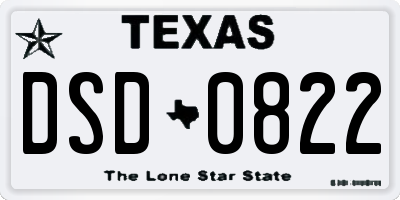 TX license plate DSD0822