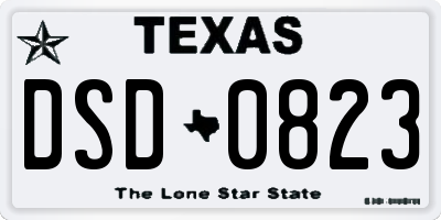 TX license plate DSD0823