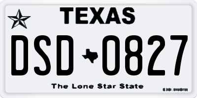 TX license plate DSD0827