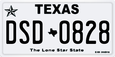 TX license plate DSD0828