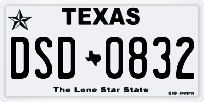 TX license plate DSD0832