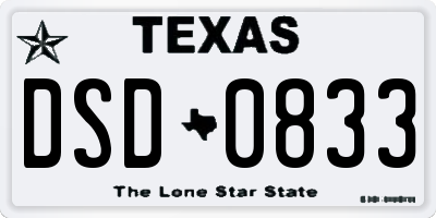 TX license plate DSD0833
