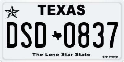 TX license plate DSD0837
