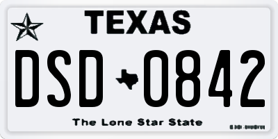 TX license plate DSD0842