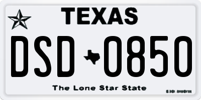 TX license plate DSD0850