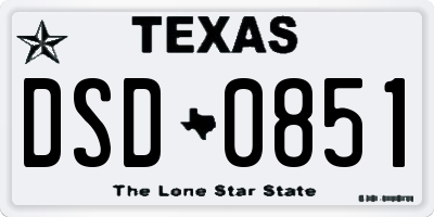 TX license plate DSD0851