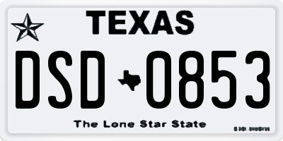 TX license plate DSD0853