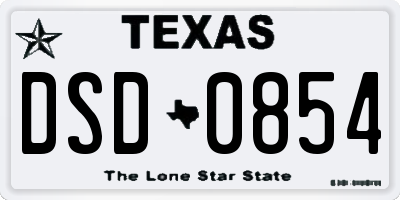 TX license plate DSD0854