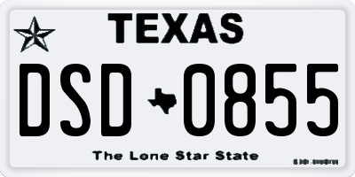 TX license plate DSD0855