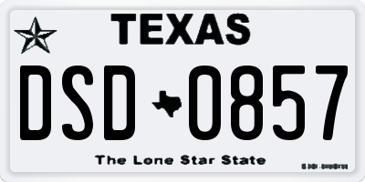 TX license plate DSD0857