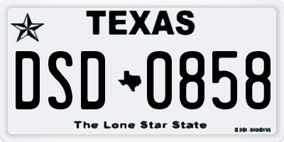 TX license plate DSD0858