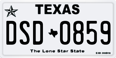 TX license plate DSD0859